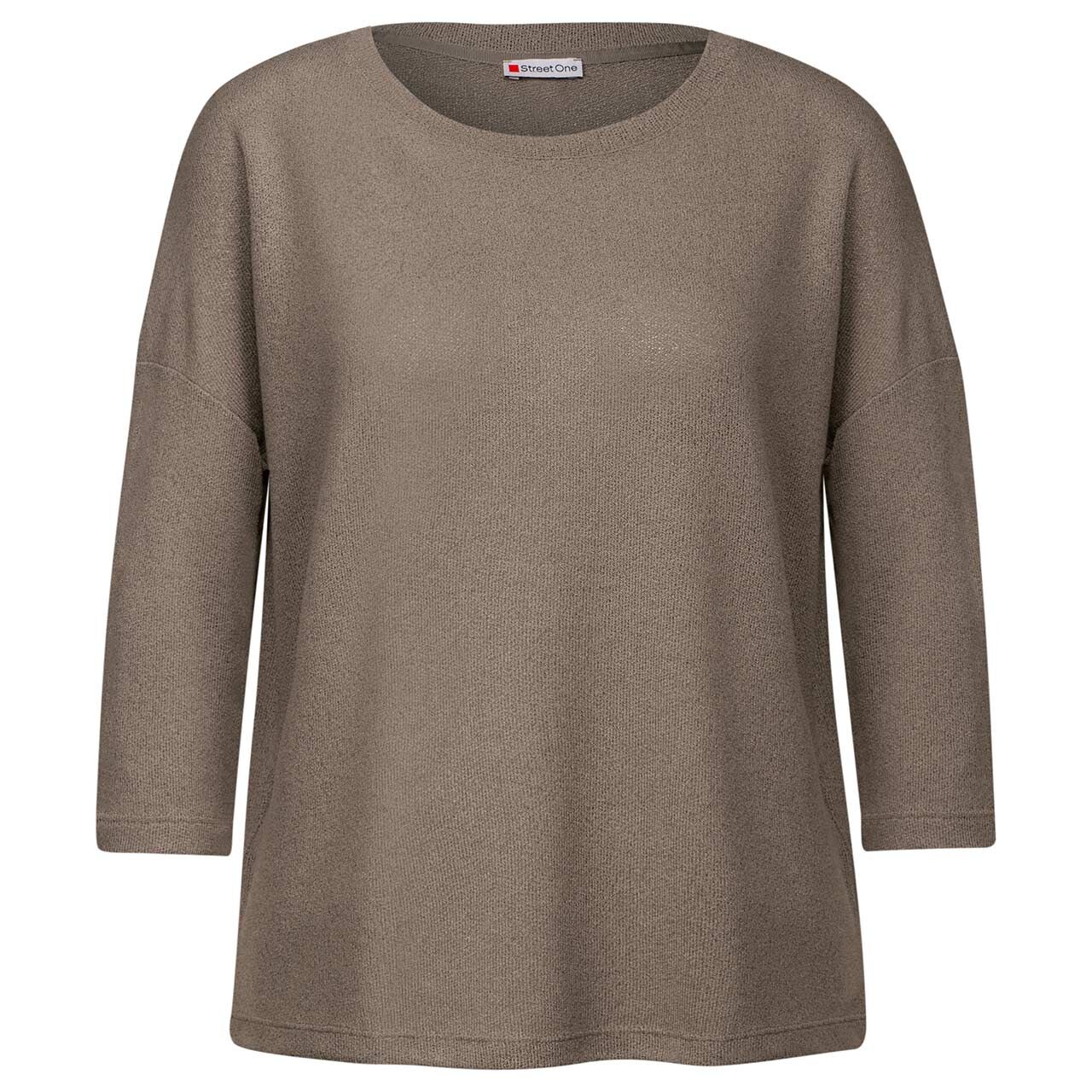 Street One Damen 3/4 Arm Shirt Knit Look stone brown Street One Damen 3/4 Arm Shirt Knit Look stone brown
