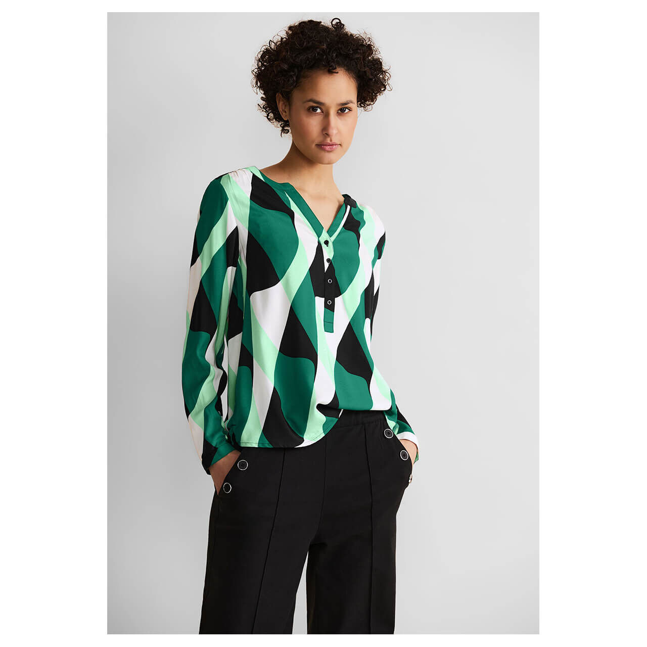 Street One Damen Langarm Bluse Bamika fresh green