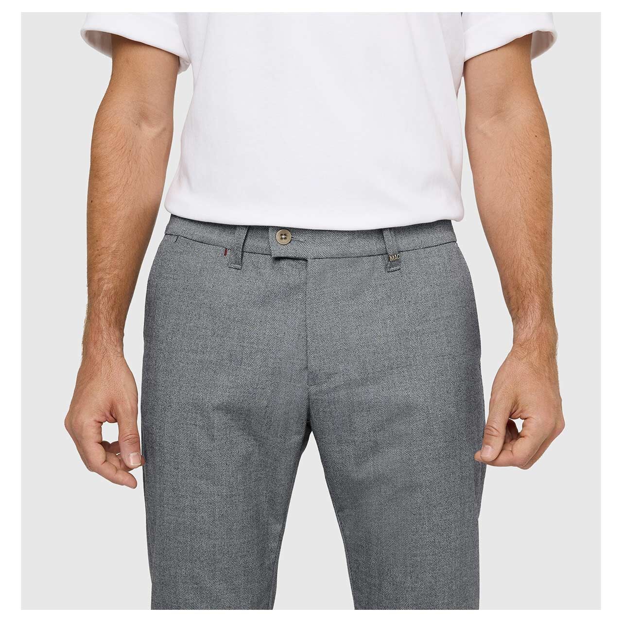 MAC Lennox Chinohose light storm grey herringbone