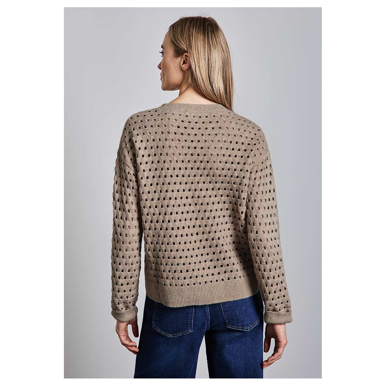 Street One Damen Pullover Open Structure Sweater honey sand melange