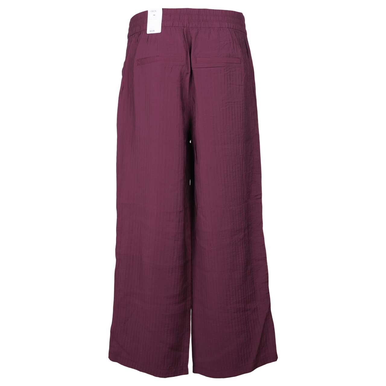 Ankle Wideleg Damenhose Neele Summer Structure von Cecil in Weinrot, Rückansicht