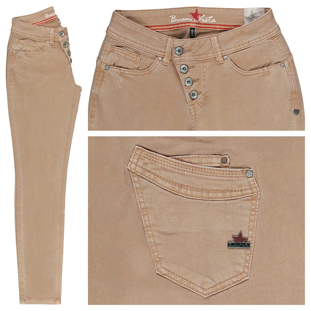 Buena Vista Malibu Cropped Stretch Twill Ankle Baumwollhose oatmeal