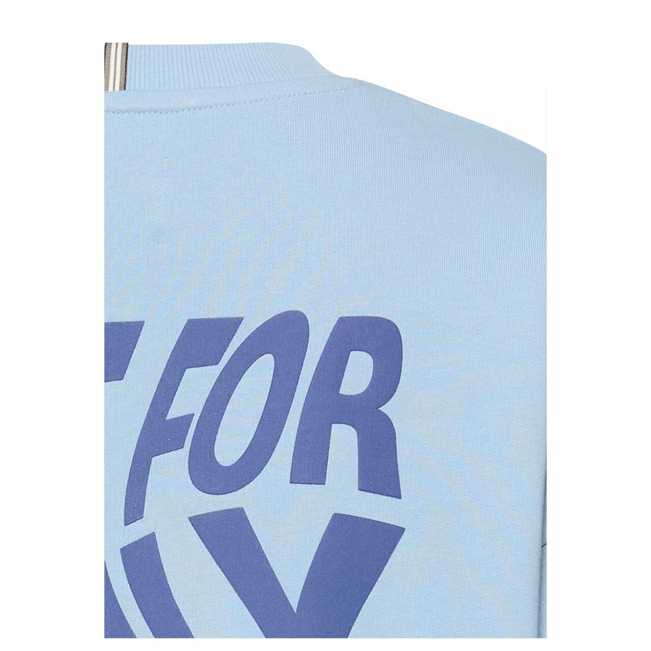 Damen Sweatshirt von Camel active in Hellblau mit Print, detaillierte Rückansicht Schulter