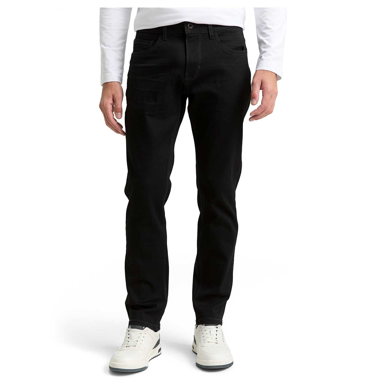 Herrenjeans Josh von Tom Tailor in Schwarz, Vorderansicht am Modell