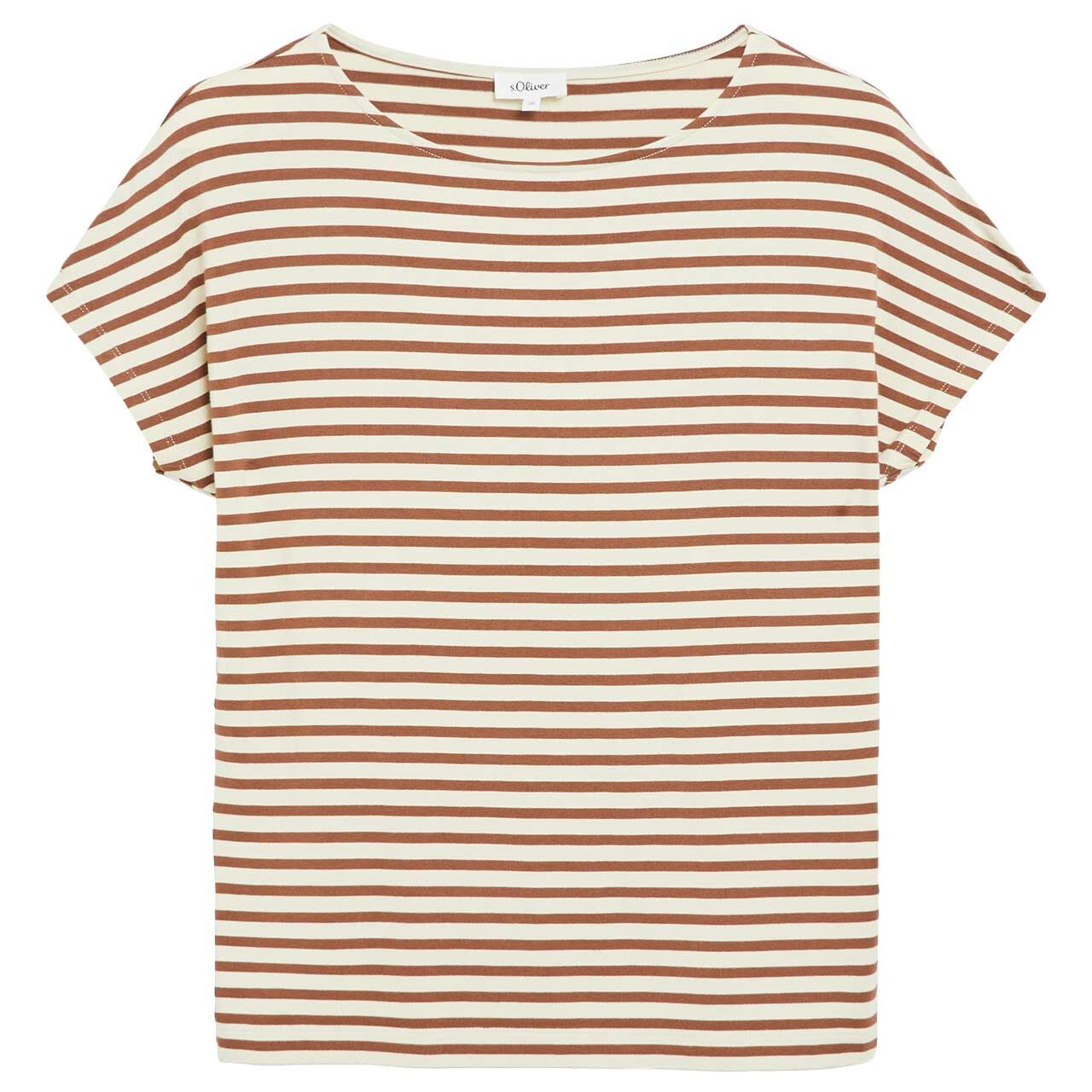 s.Oliver Damen T-Shirt toffee brown stripe