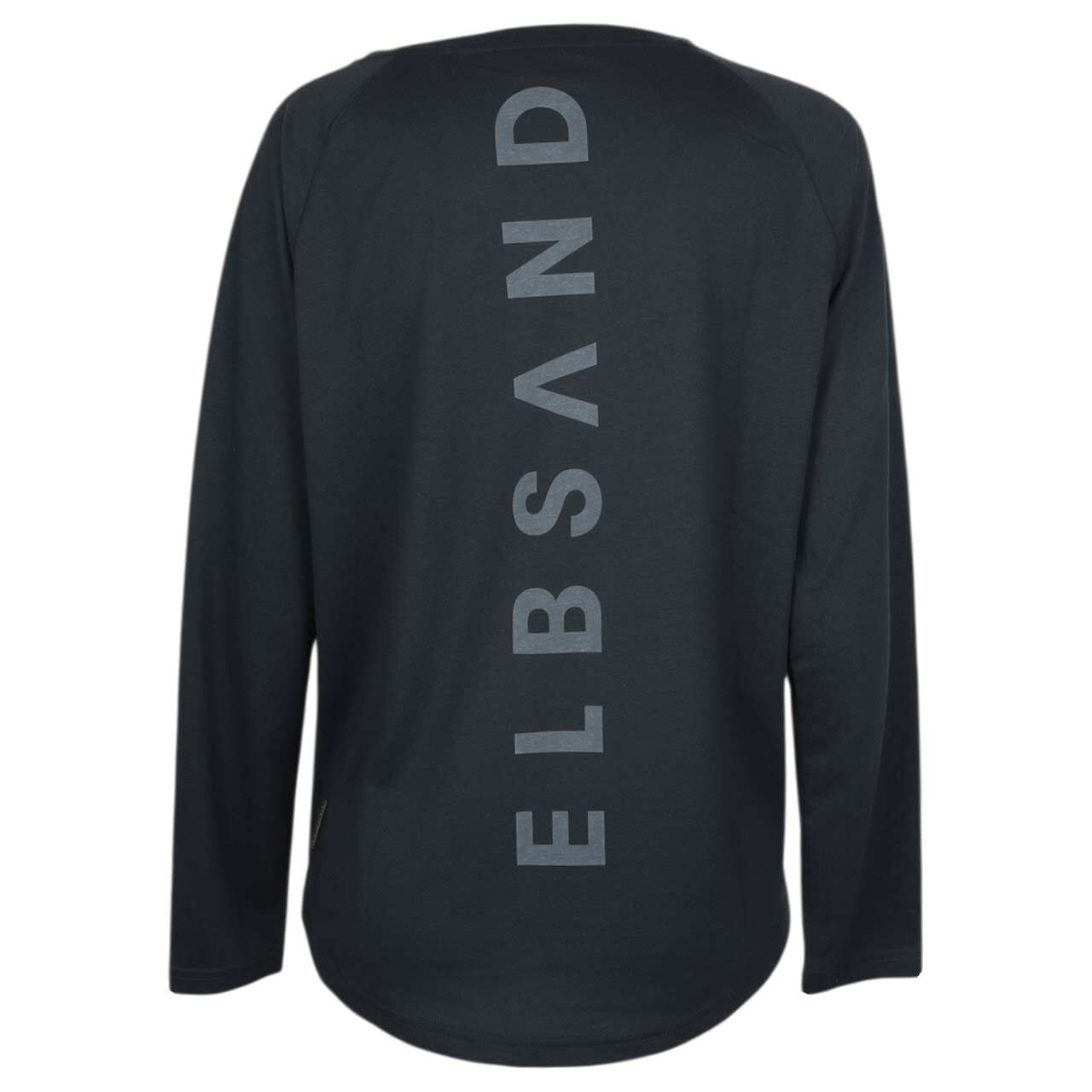 Damen Langarm Shirt Tinna in Dunkelblau mit Print, Rückansicht
