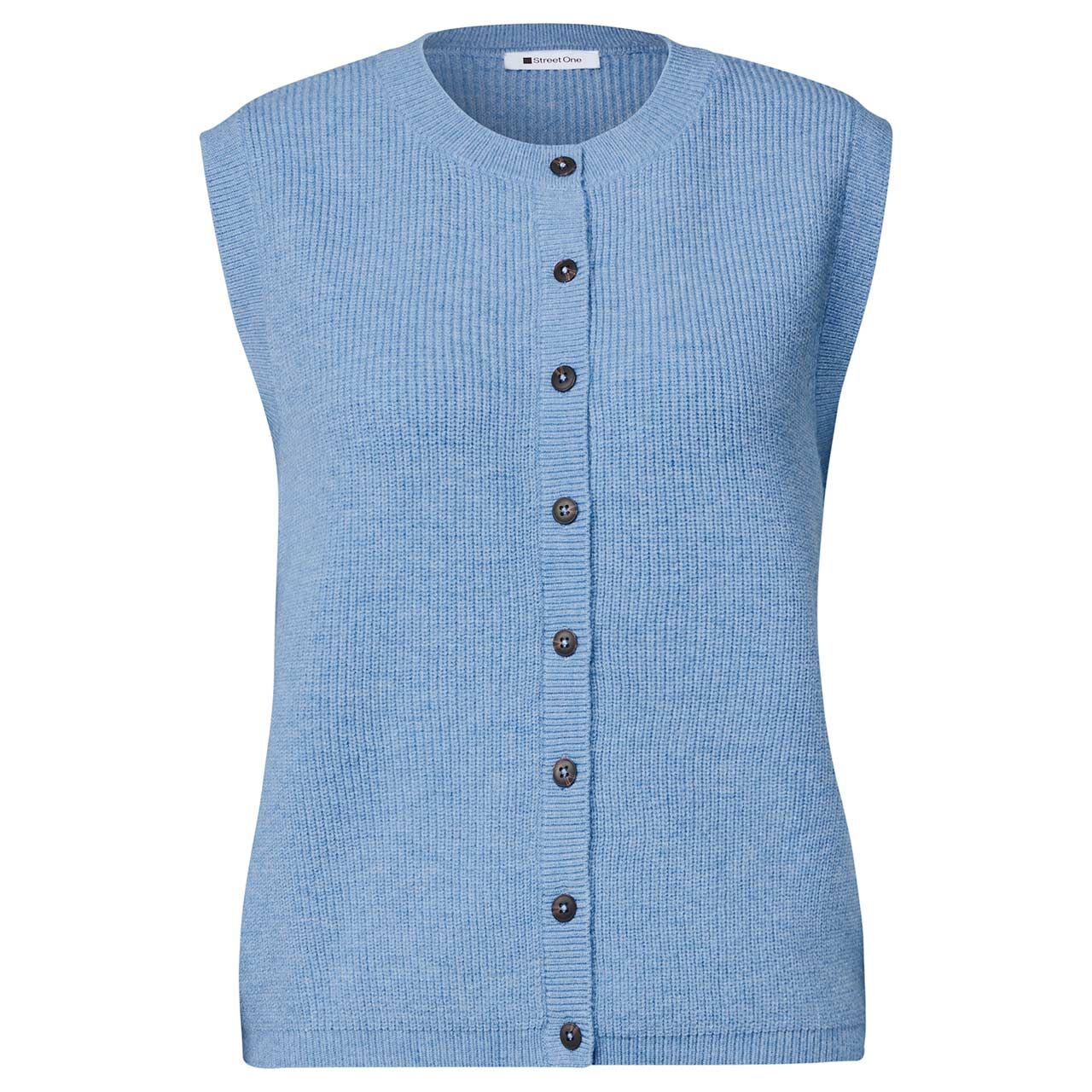 Street One Damen Strickweste Sleeveless Cardigan northern blue melange