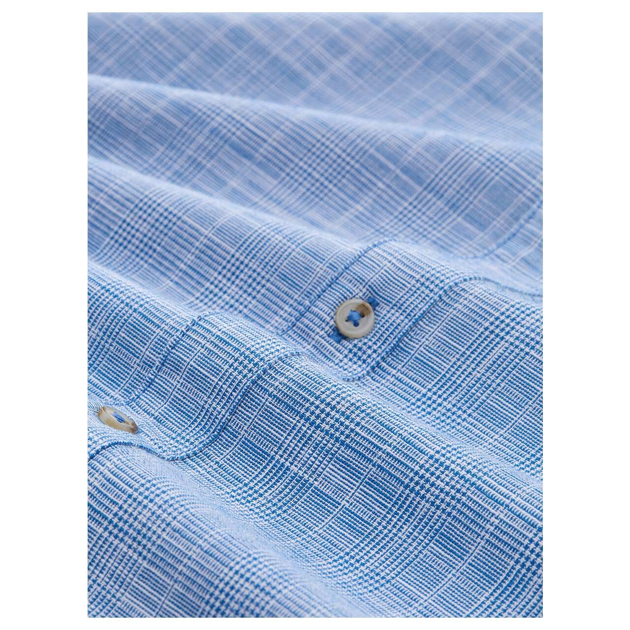 Tom Tailor Herren 1/2 Arm Hemd surf blue slubyarn check