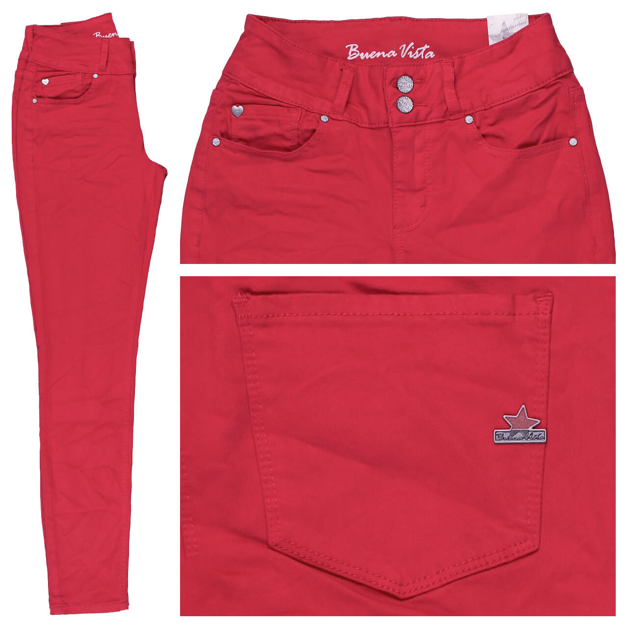 Buena Vista Tummyless Cropped Stretch Twill Ankle Baumwollhose cherry red Buena Vista Tummyless Cropped Stretch Twill Ankle Baumwollhose cherry red