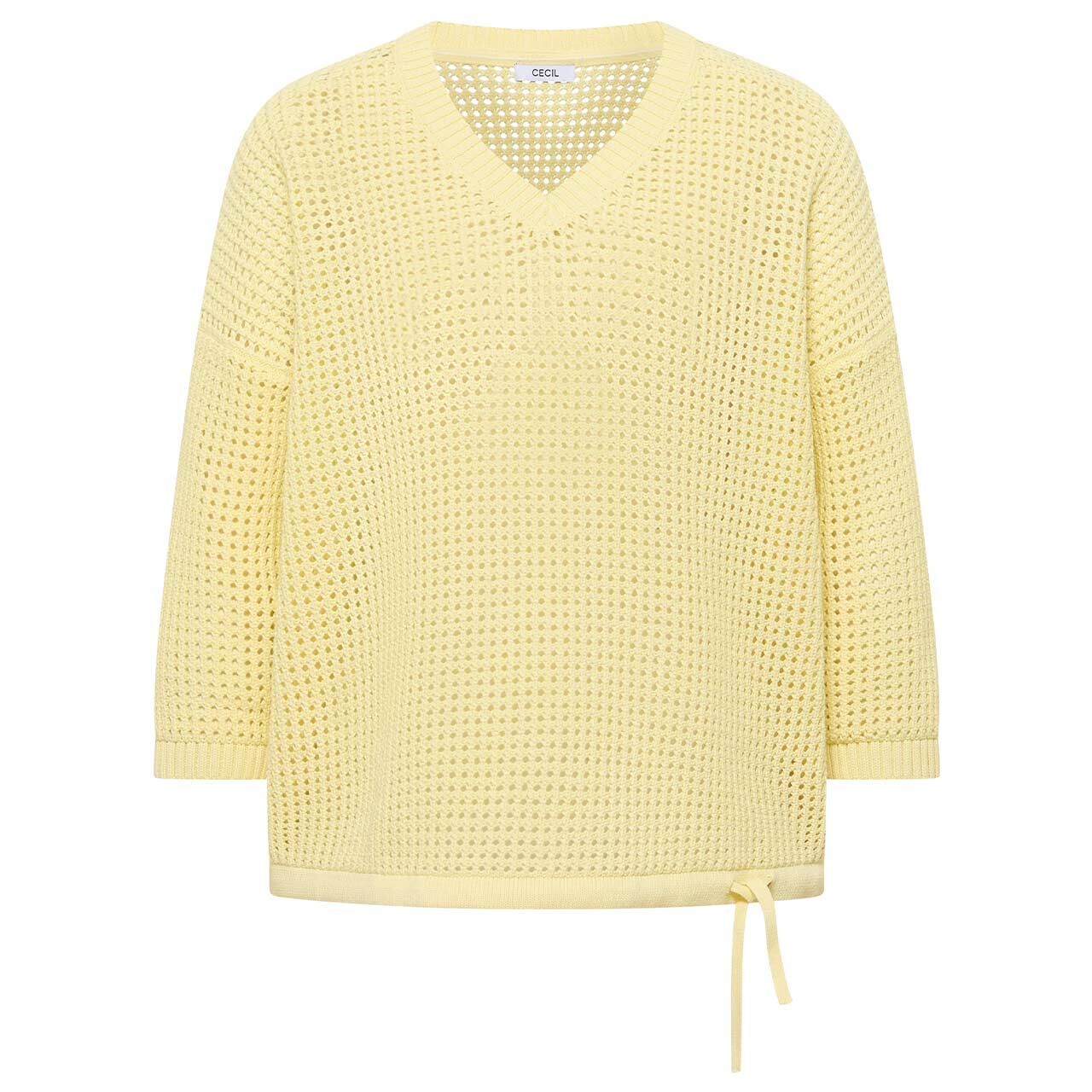 Cecil Damen 3/4 Arm Pullover Crochet V-Neck light buttermilk yellow