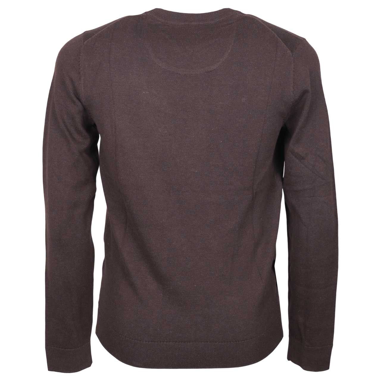 Herren Pullover Basic Crewneck Knit von Tom Tailor in Dunkelbraun meliert, Rückansicht