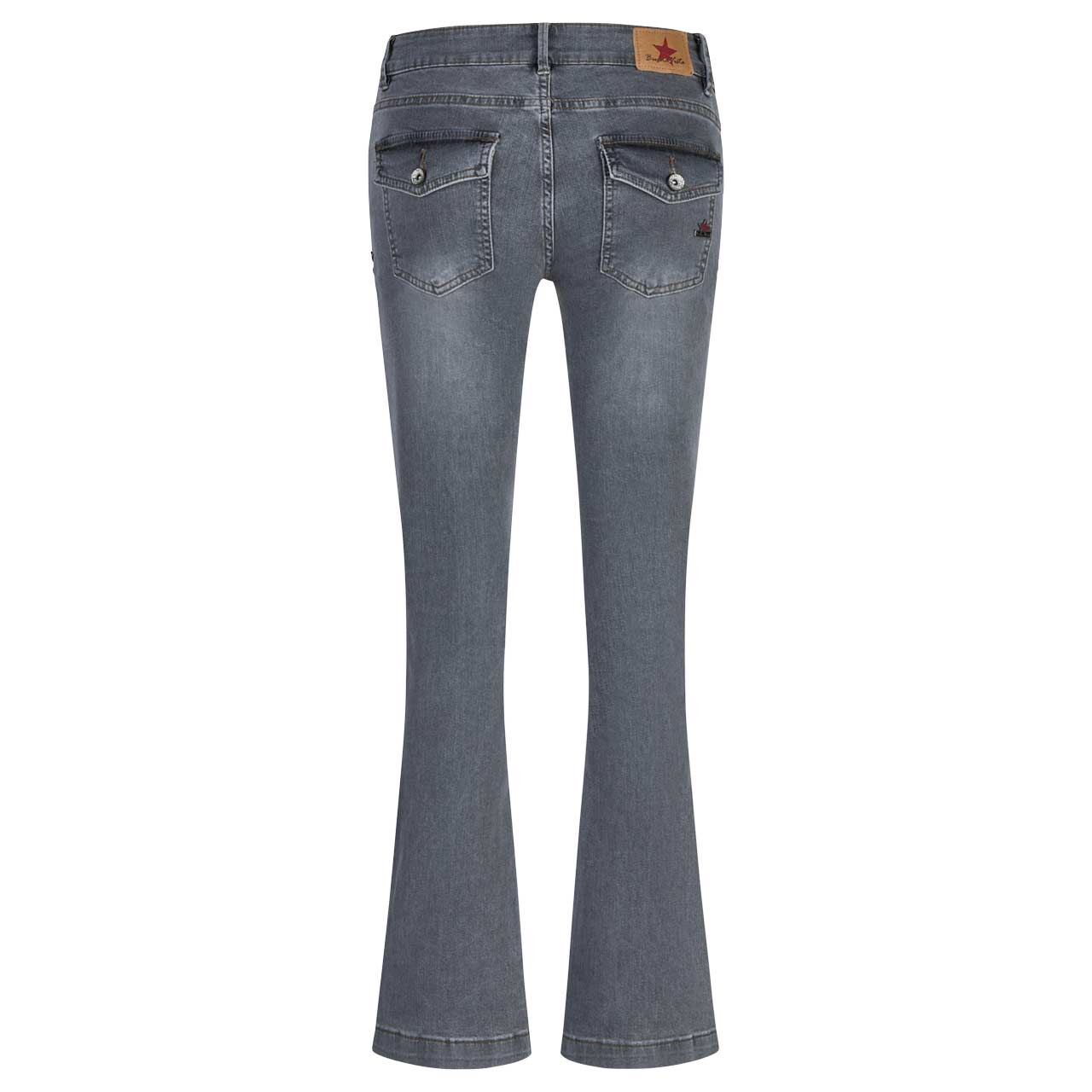 Damenjeans Italy Bootcut-B Stretch Denim in Grau angewaschen, Rückansicht