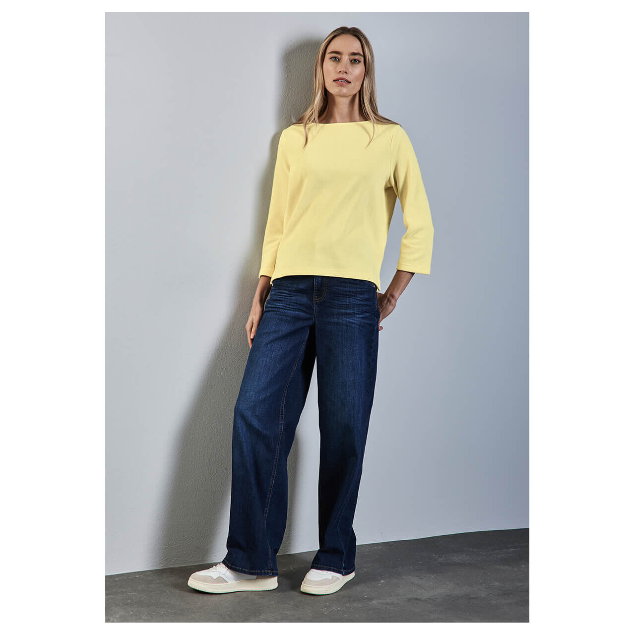 Street One Damen 3/4 Arm Shirt Fine Cord Structure mellow yellow