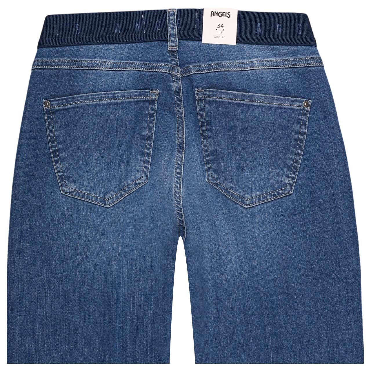 Stretch Damenjeans Liz von Angels in Blau angewaschen, detaillierte Rückansicht