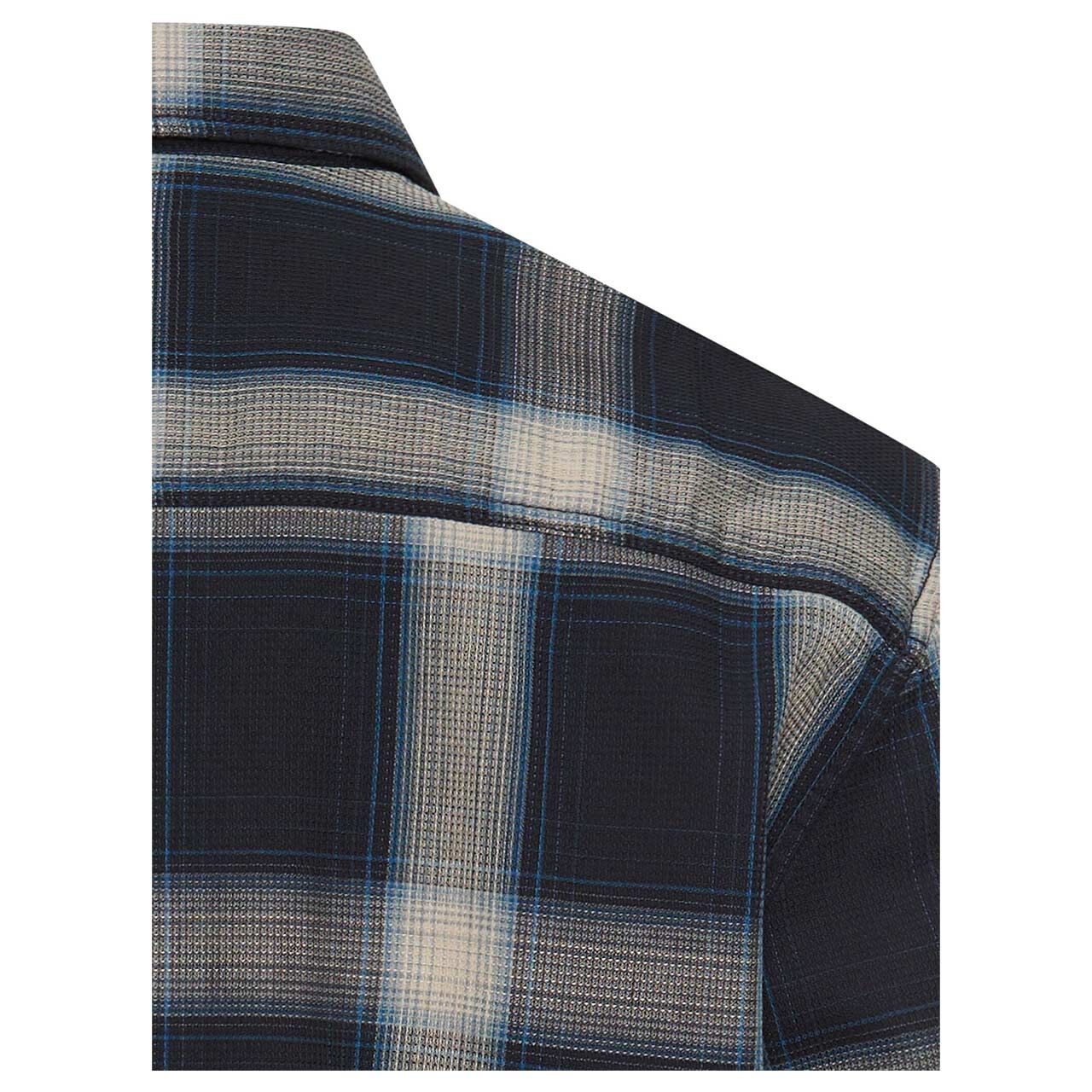 Herren Langarm Hemd von Camel active in der Farbe Dunkelblau kariert, Detailansicht hinten