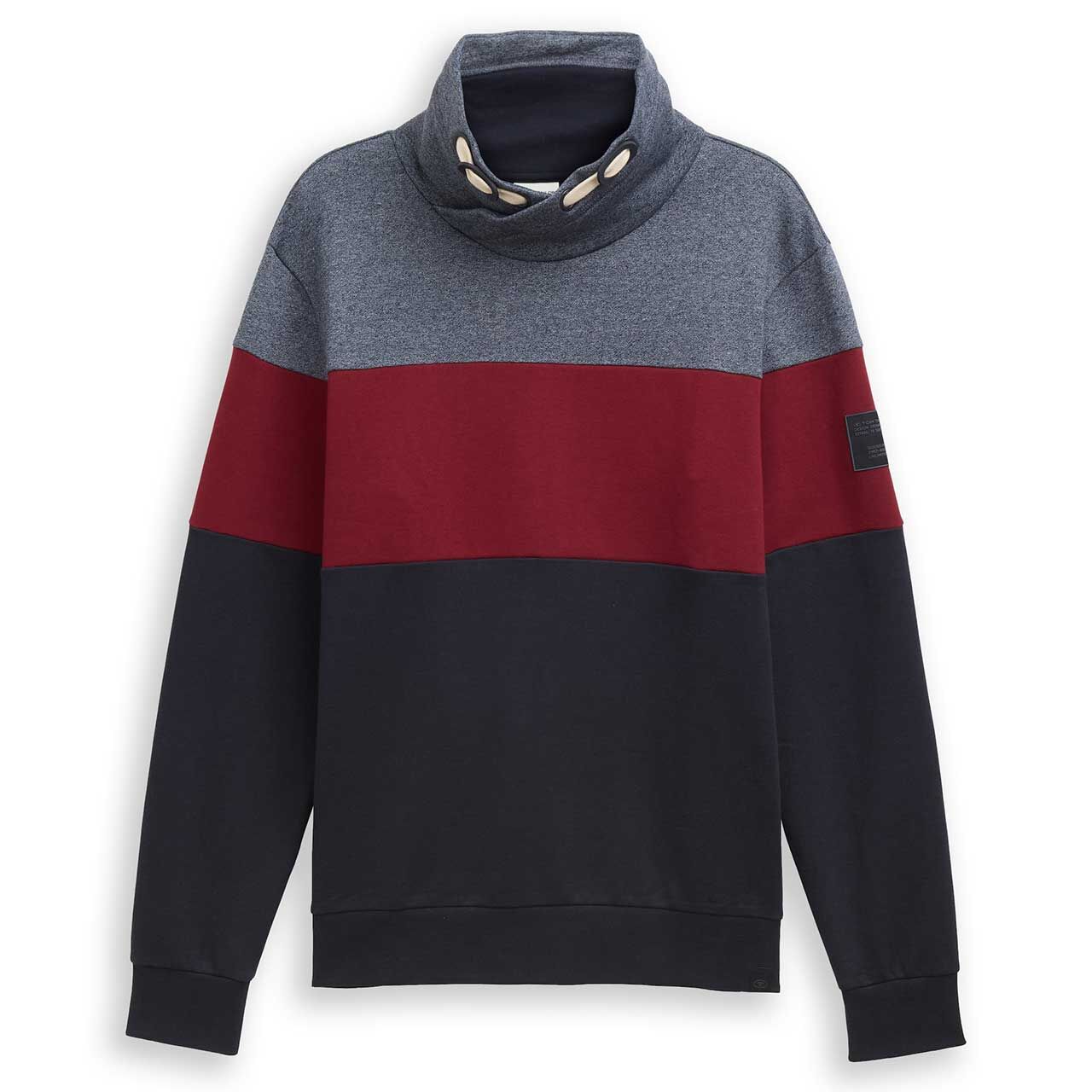 Tom Tailor Herren Sweatshirt Cutline Snood cabarnet bordeaux red