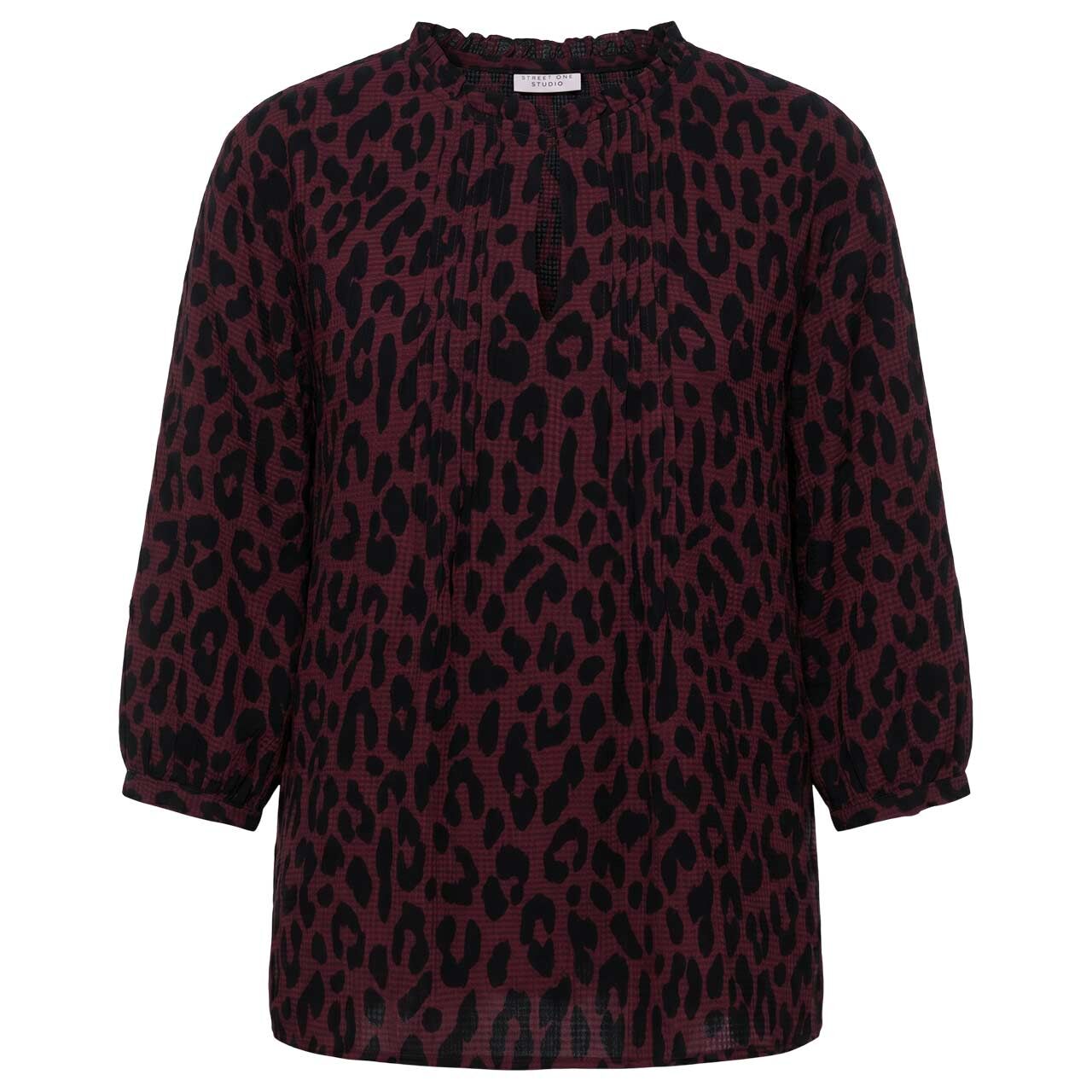 Street One Studio Damen 3/4 Arm Bluse Splitneck Tunic very berry leo