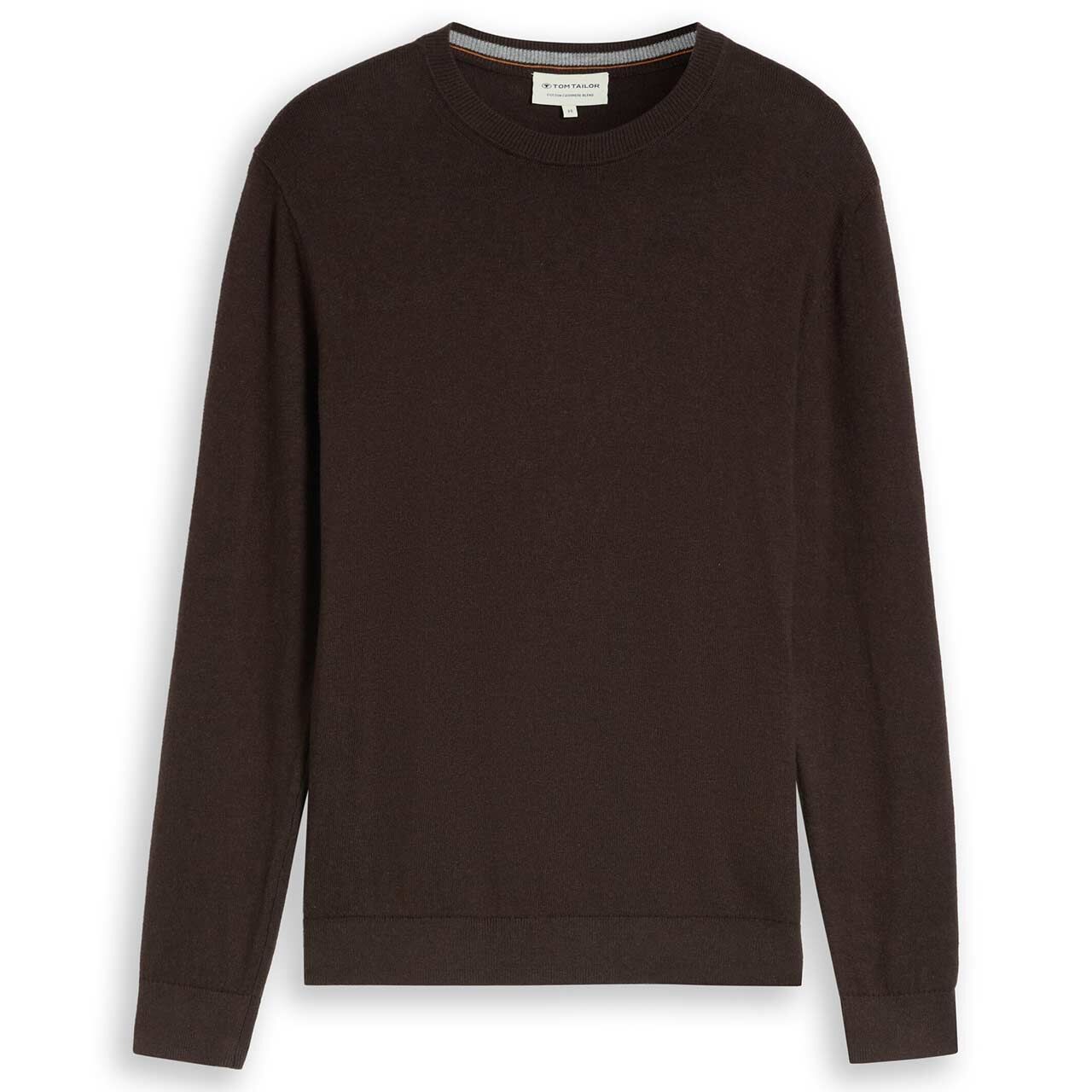 Tom Tailor Herren Pullover Cashmere Crewneck Knit dark chocolate brown melange