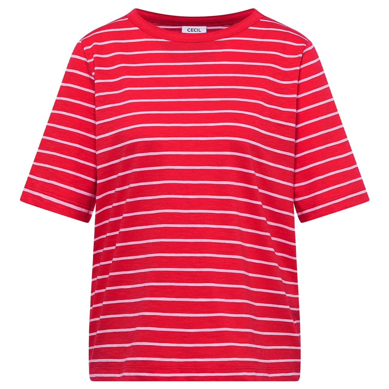 Cecil Damen T-Shirt Striped Slubyarn glazed apple red