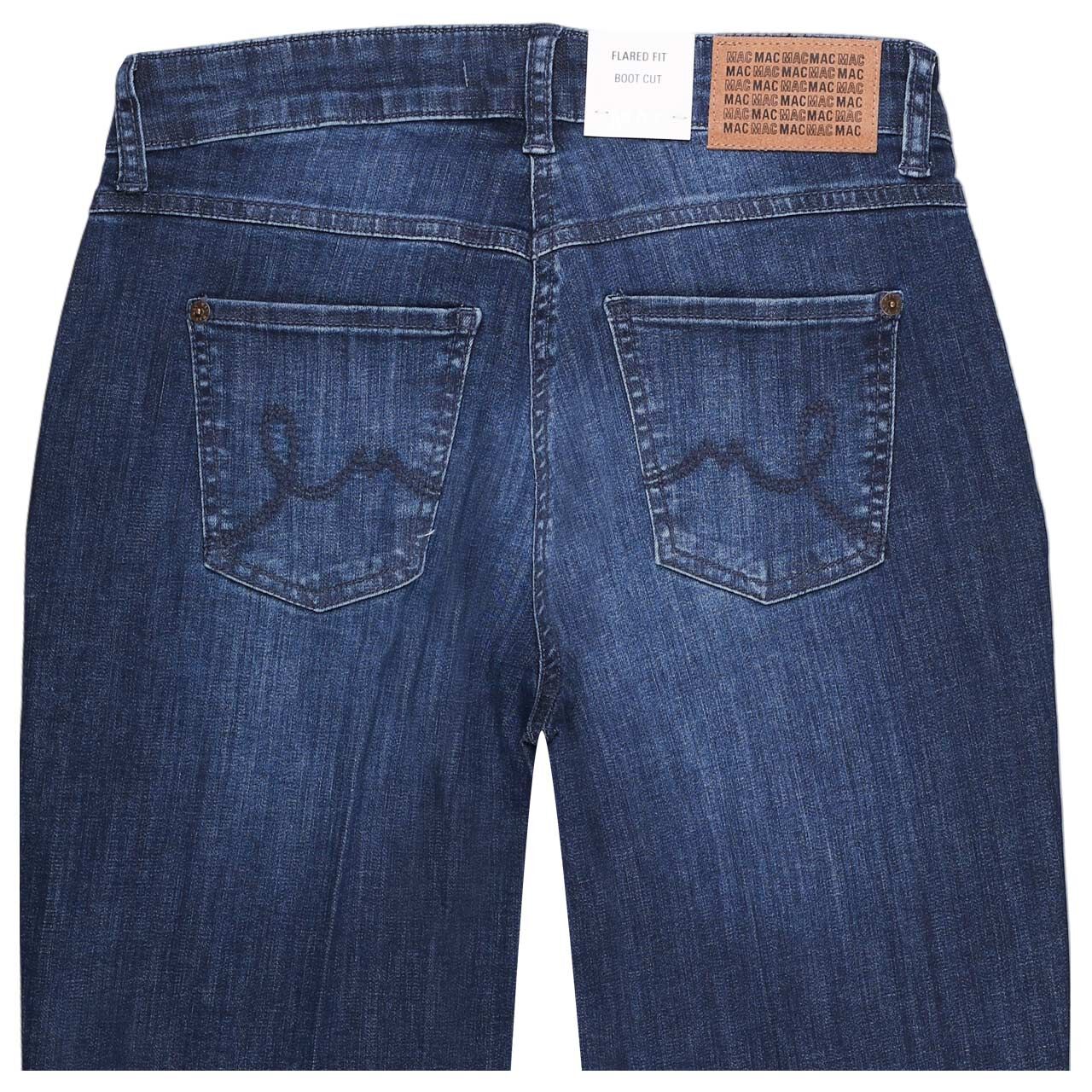 Stretch Damenjeans Laura von MAC in Blau angewaschen, detaillierte Rückansicht