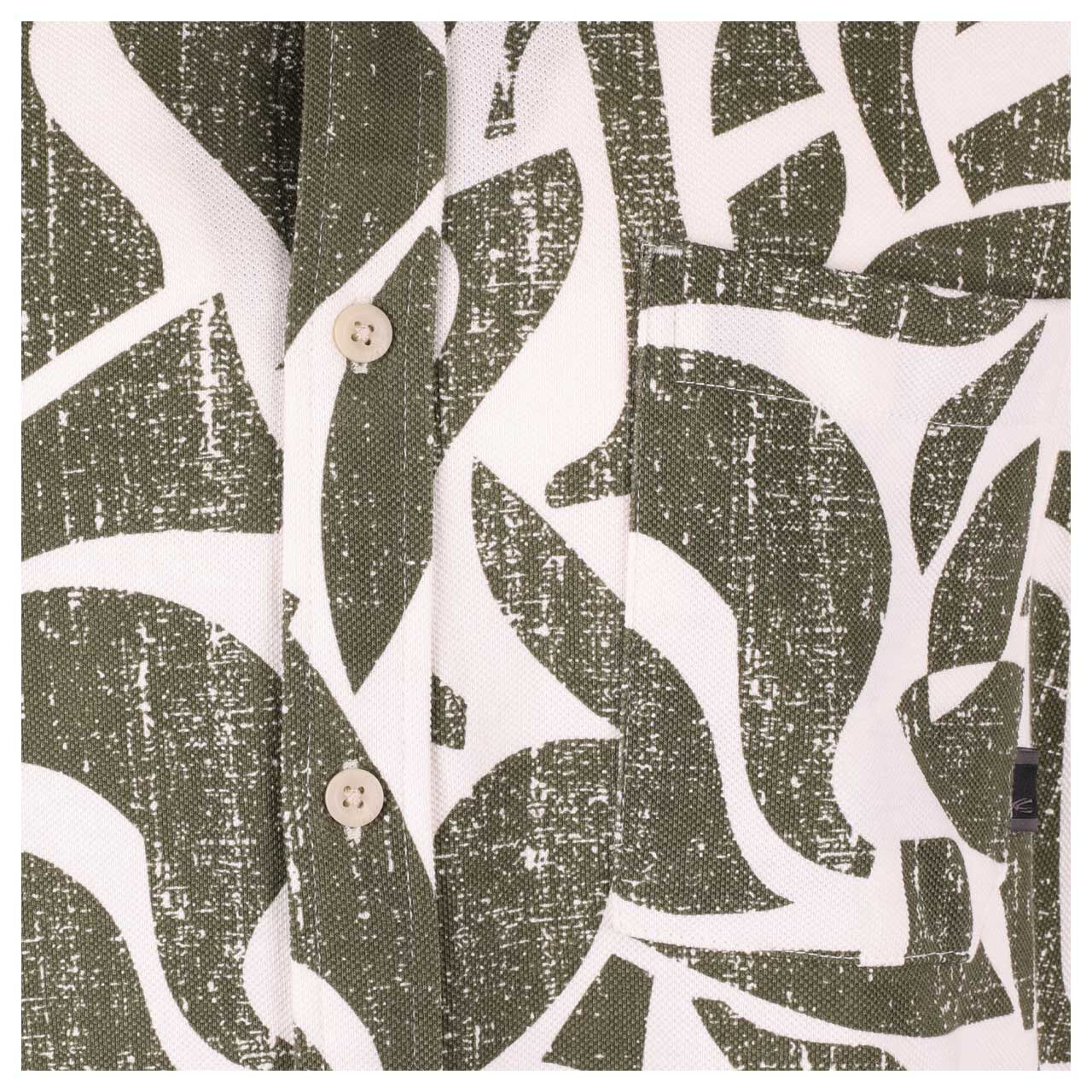 Camel active Herren 1/2 Arm Hemd ecru green print