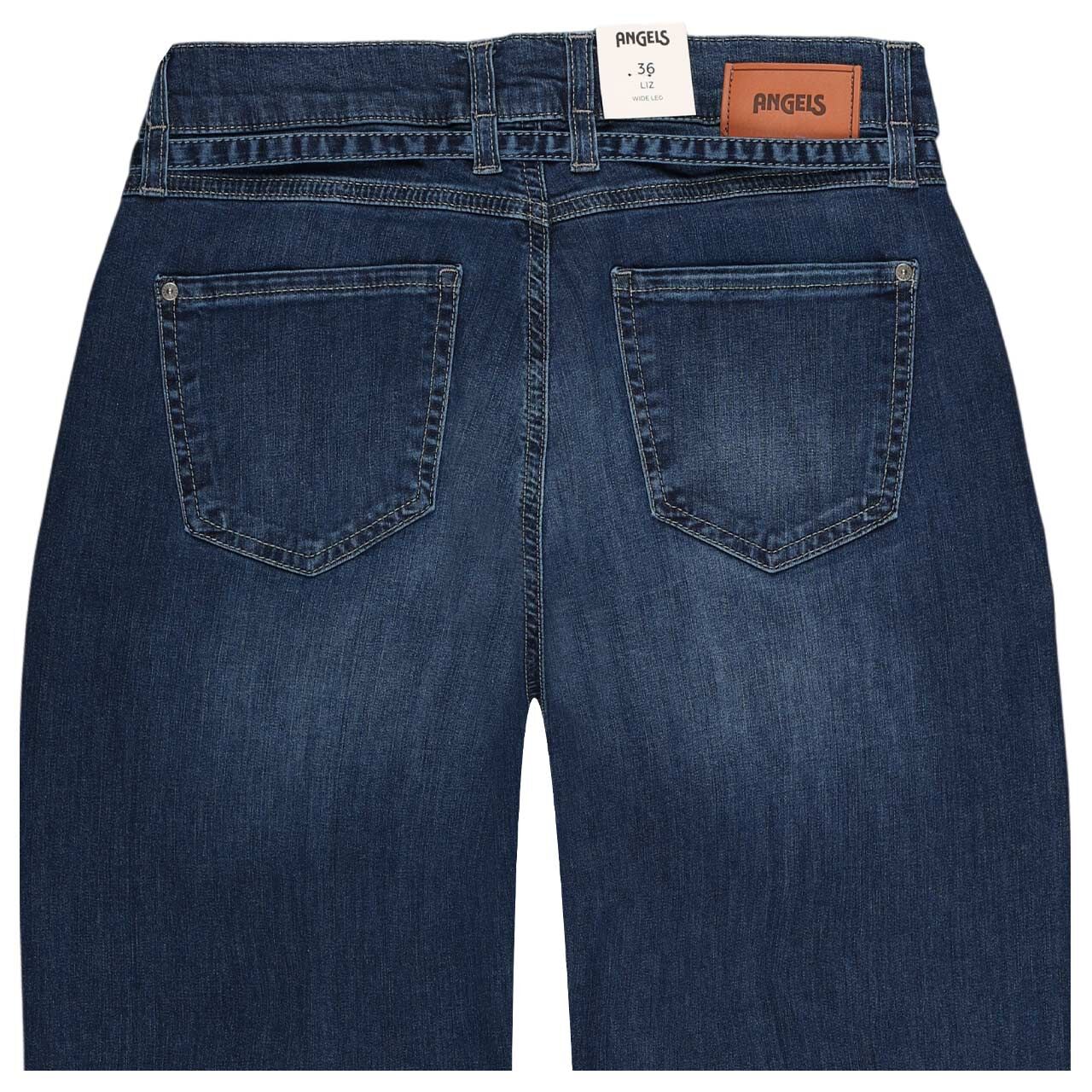 Stretch Damenjeans Liz City von Angels in Blau angewaschen, detaillierte Rückansicht