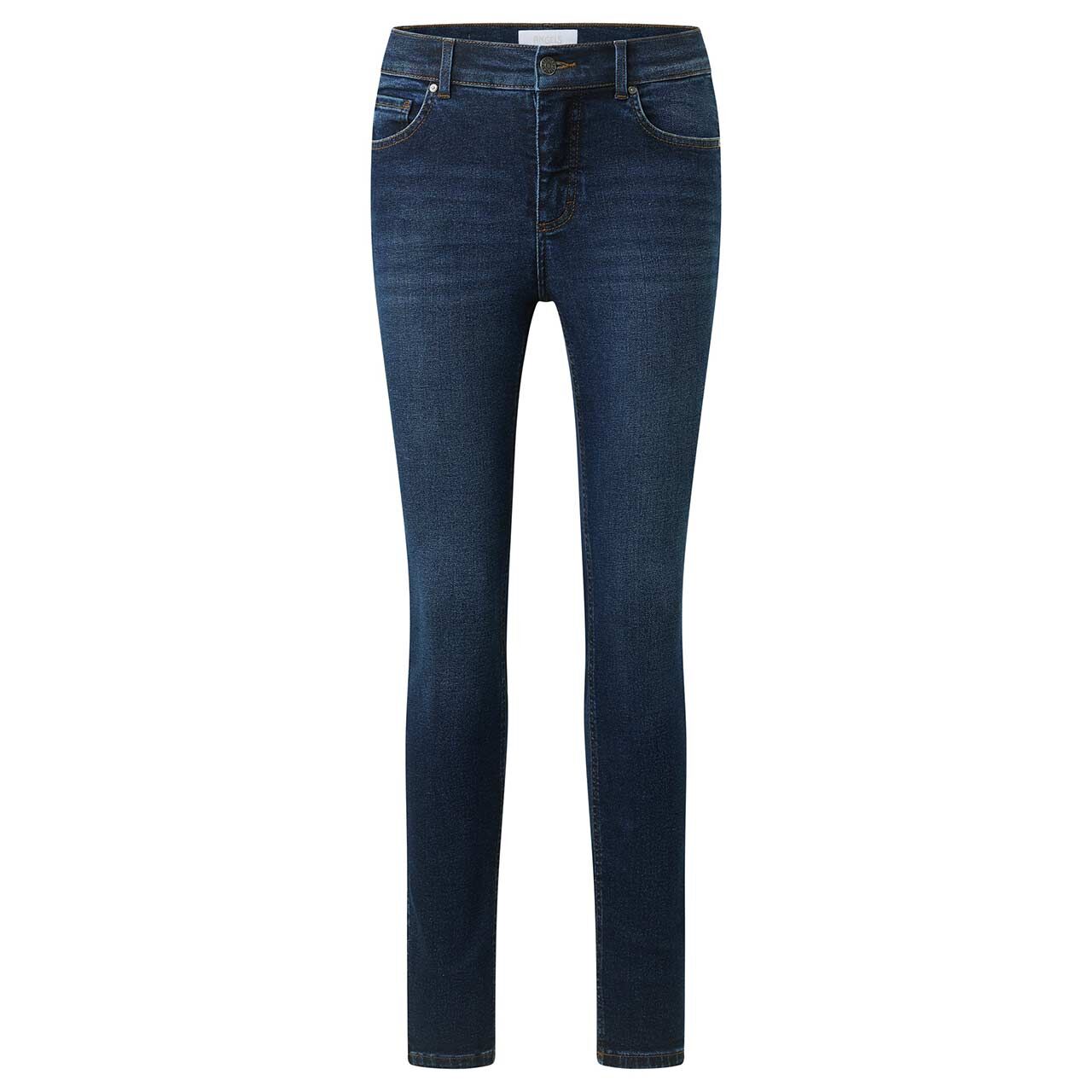 Damenjeans Skinny von Angels in Dunkelblau angewaschen, Vorderansicht