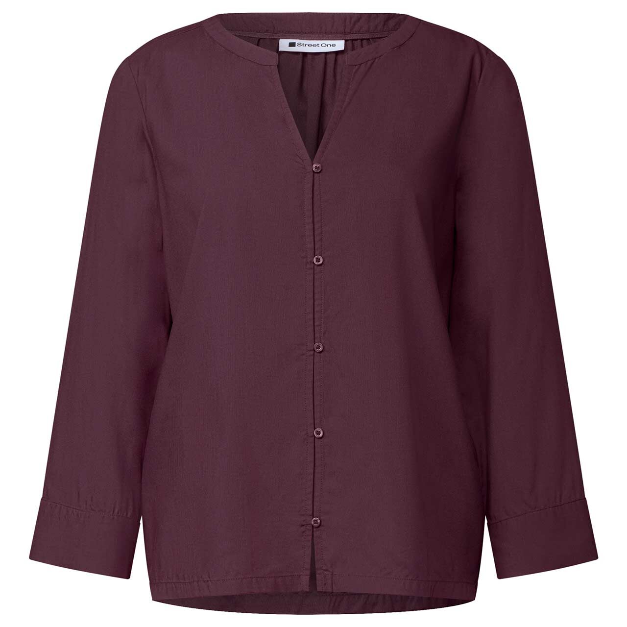 Street One Damen 3/4 Arm Bluse Splitneck Button Detail rustic rouge