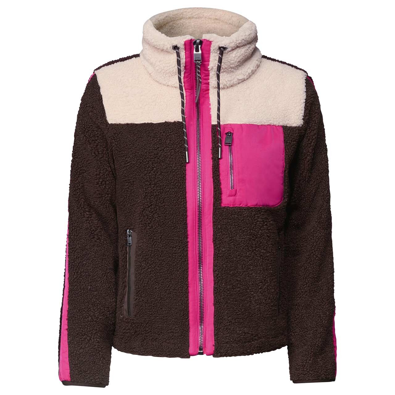 Cecil Damen Teddyjacke Matmix truffle brown colorblock