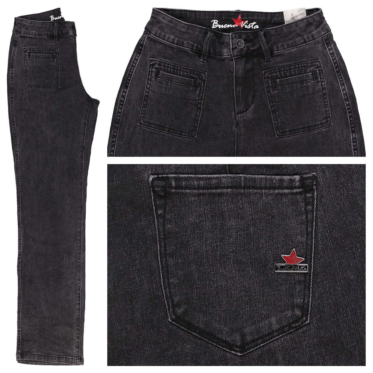 Buena Vista Stella-Zip Stretch Denim Jeans black denim