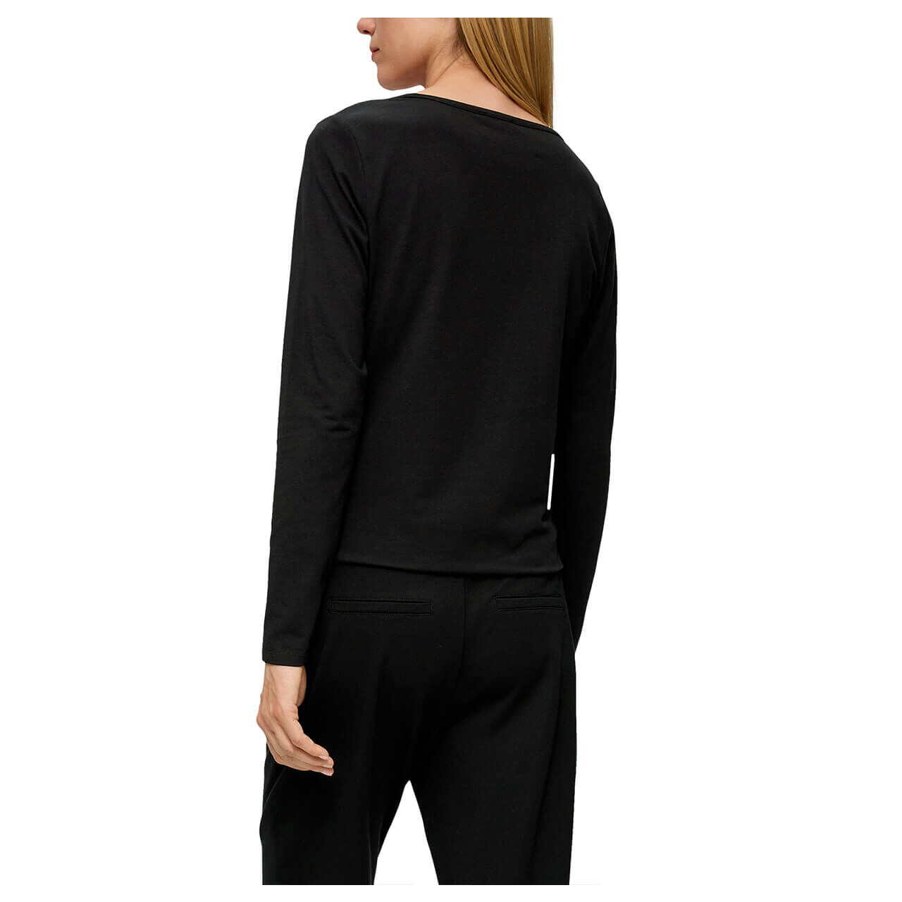 S.Oliver Damen Langarm T-Shirt In Blue - Slim Fit Mit Streifenmuster, Größe 32
