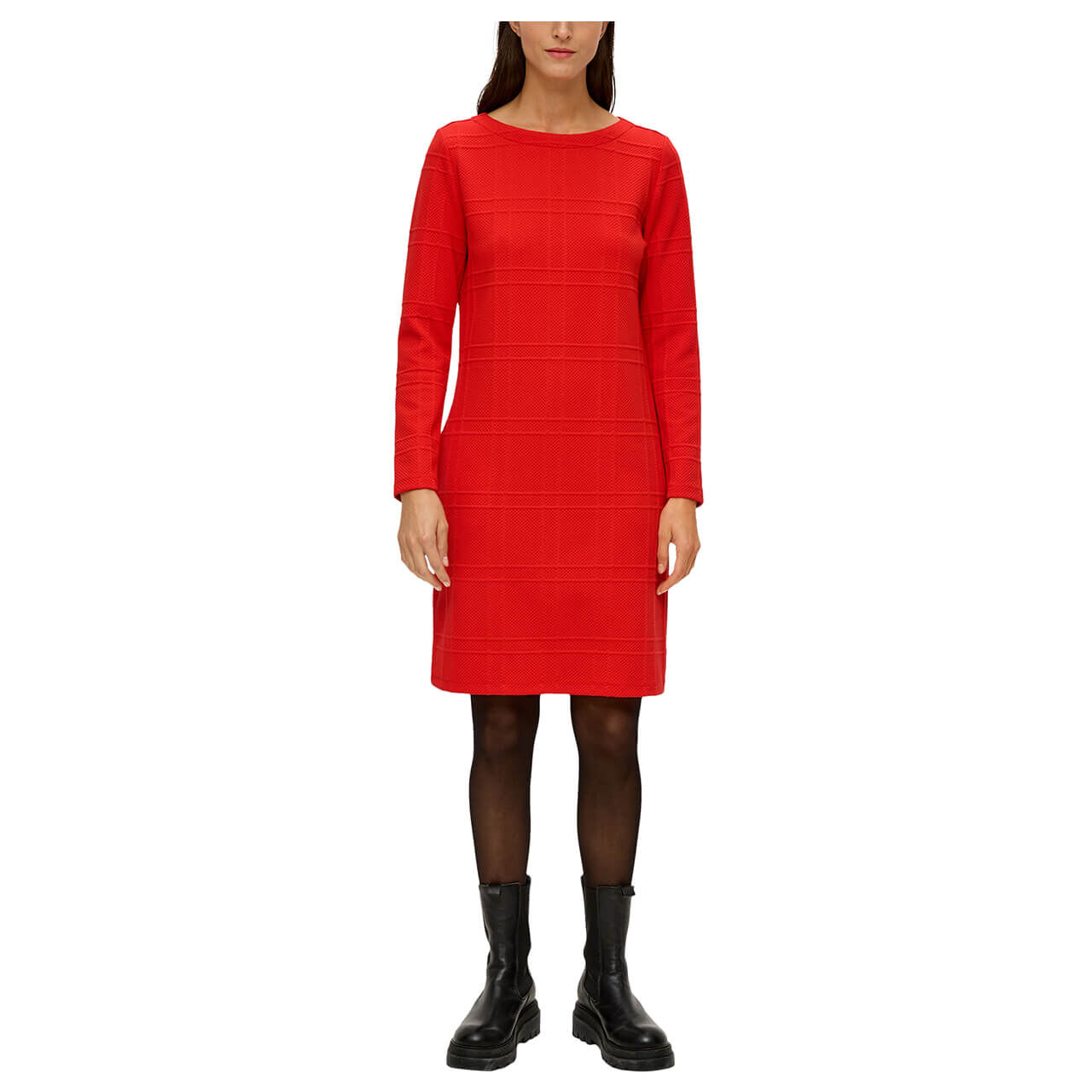s.Oliver Damen Langarm Kleid red structured
