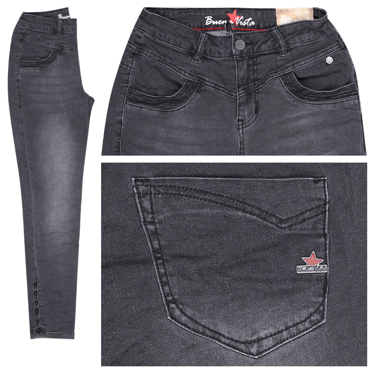 Buena Vista Jeans Florida-B 7/8 Cozy Denim grey black