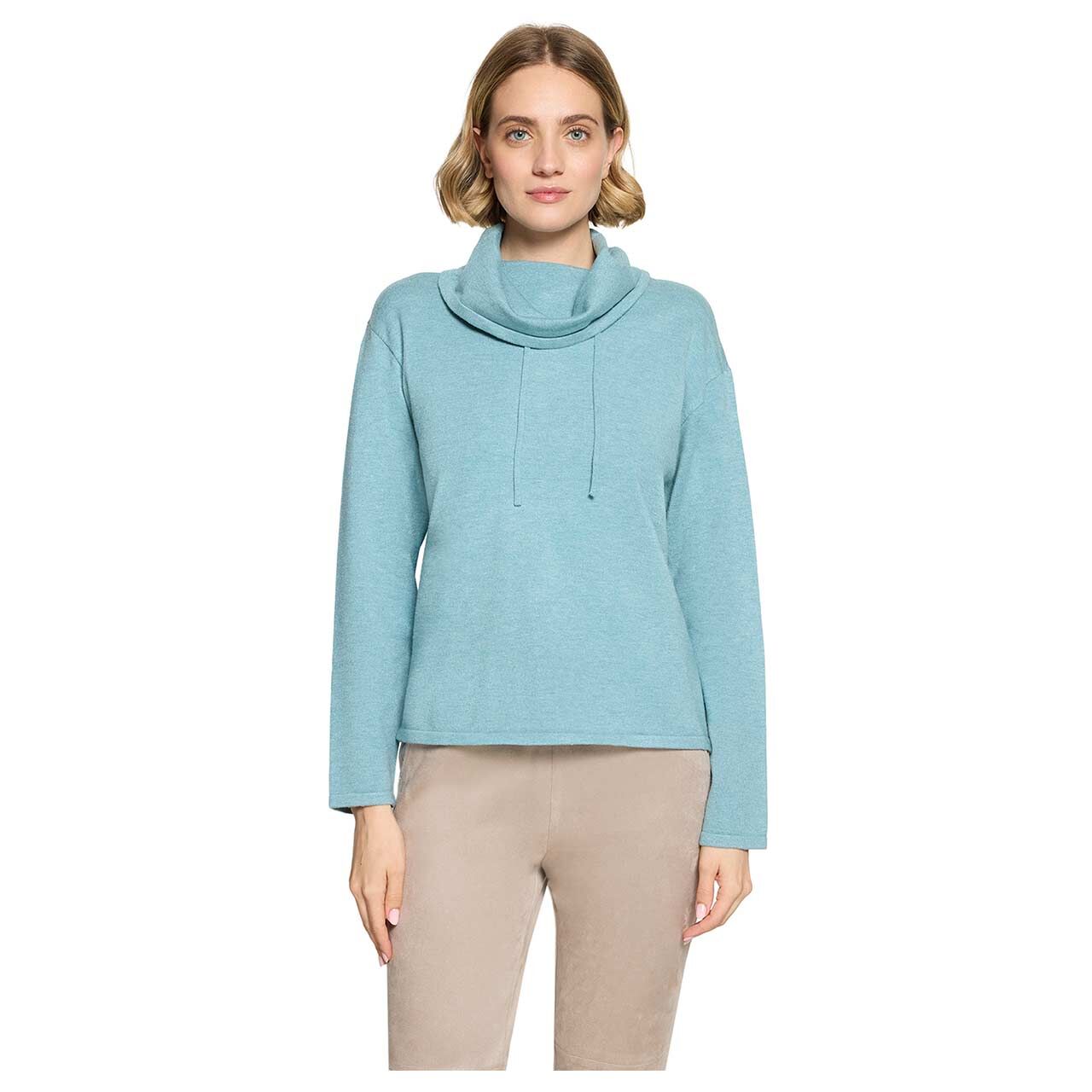 Damen Rollkragen Pullover von Betty Barclay in Türkis meliert, Vorderansicht am Model