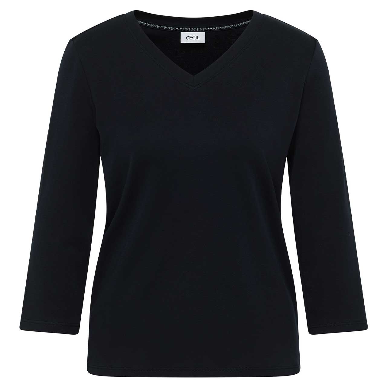 Cecil Damen 3/4 Arm Shirt Basic V-Neck urban dark blue