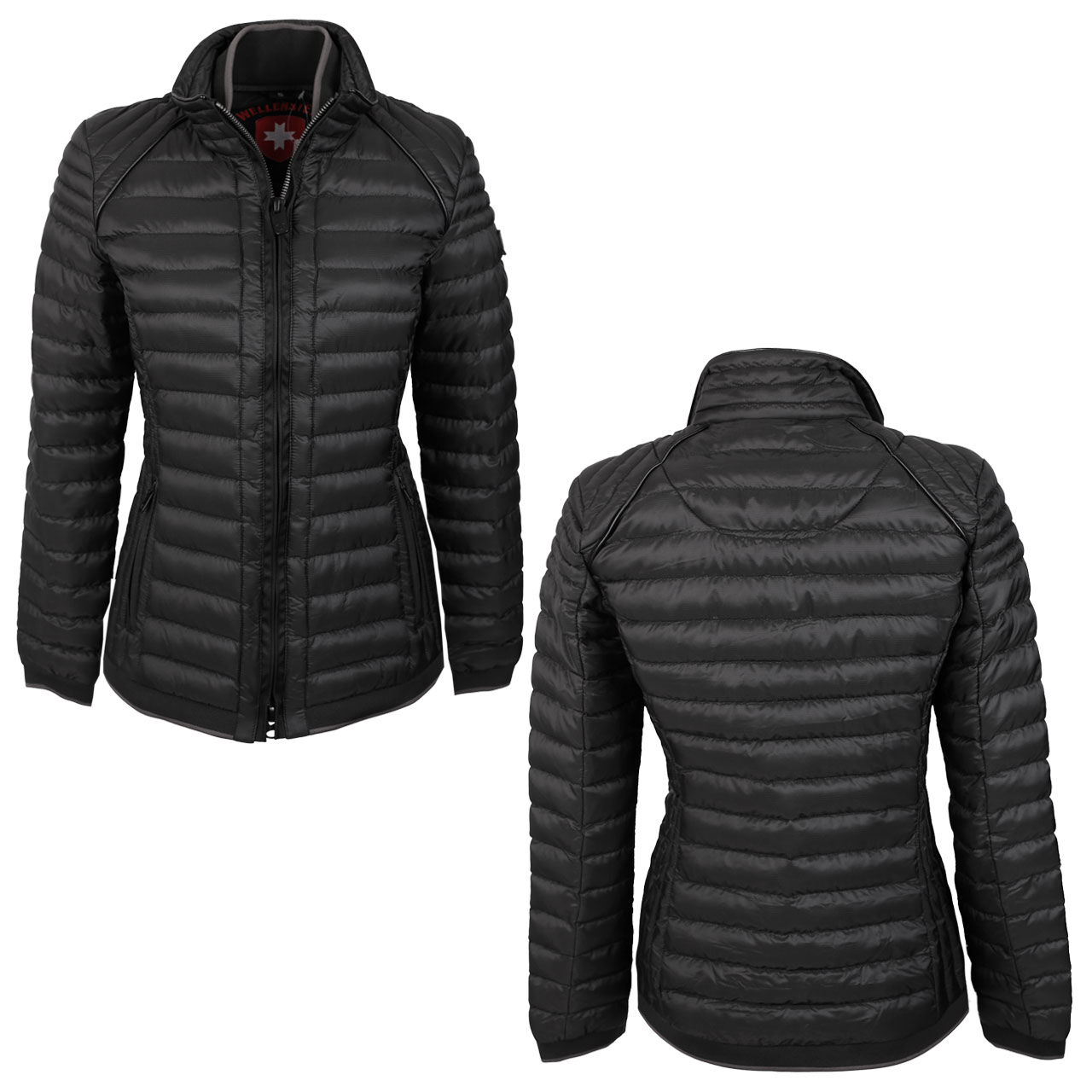 wellensteyn-jacke-moleculelady-black-combi Damen Jacke Molecule/MOL Lady von Wellensteyn in Schwarz, Vorder- und Rückansicht