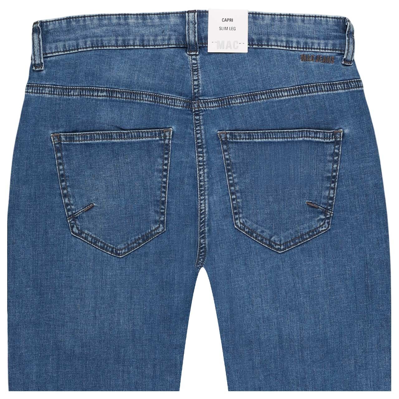 Damen 3/4 Jeans Capri von Mac in Blau angewaschen, detaillierte Rückansicht