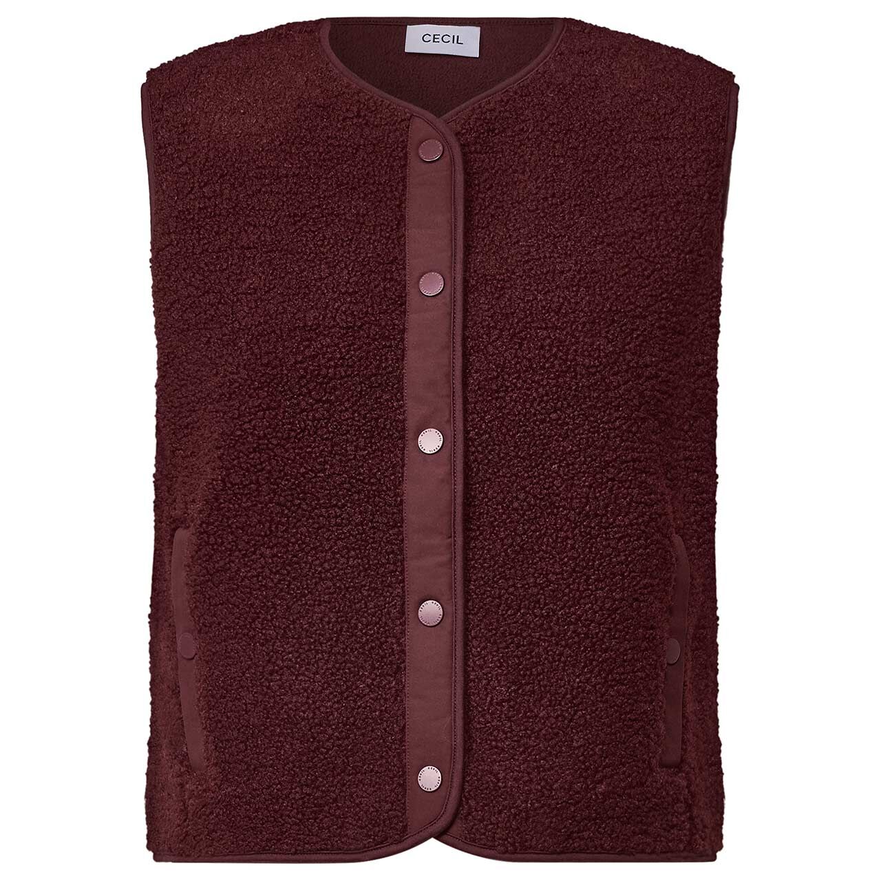 Cecil Damen Teddy Weste Solid Matmix Vest red wine