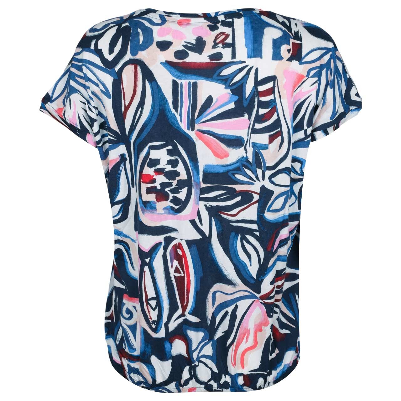 Damen T-Shirt Multi Lace Shoulder von Cecil in Dunkelblau mit Print, Rückansicht