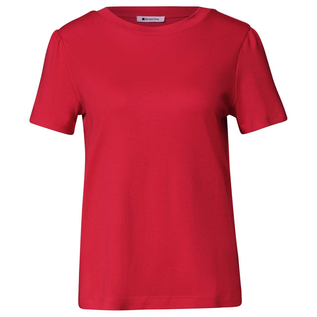 Street One Damen T-Shirt Puff Sleeves salsa red