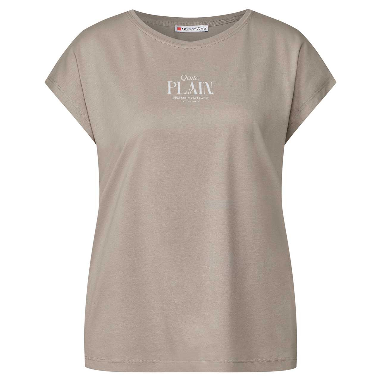 Street One Damen T-Shirt Basic Partprint tumbled beige Street One Damen T-Shirt Basic Partprint tumbled beige