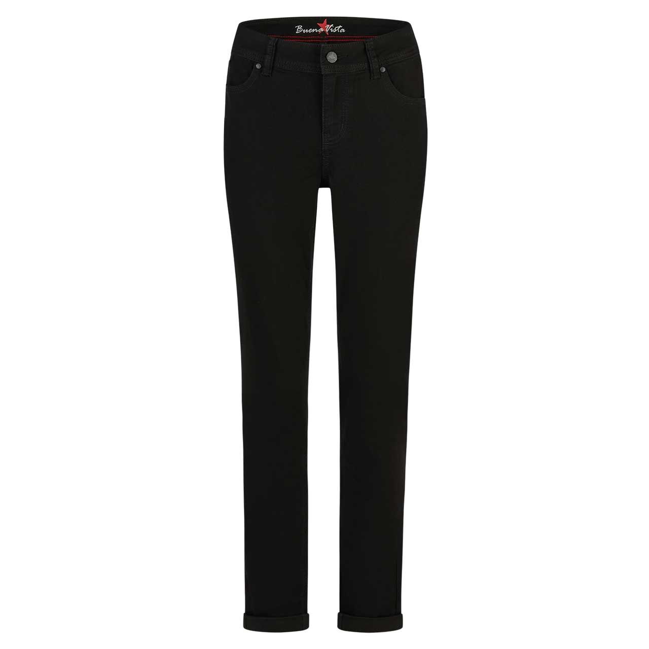 Damen Baumwollhose Malibu-Zip High Stretch Twill von Buena Vista in Schwarz, detaillierte Rückansicht