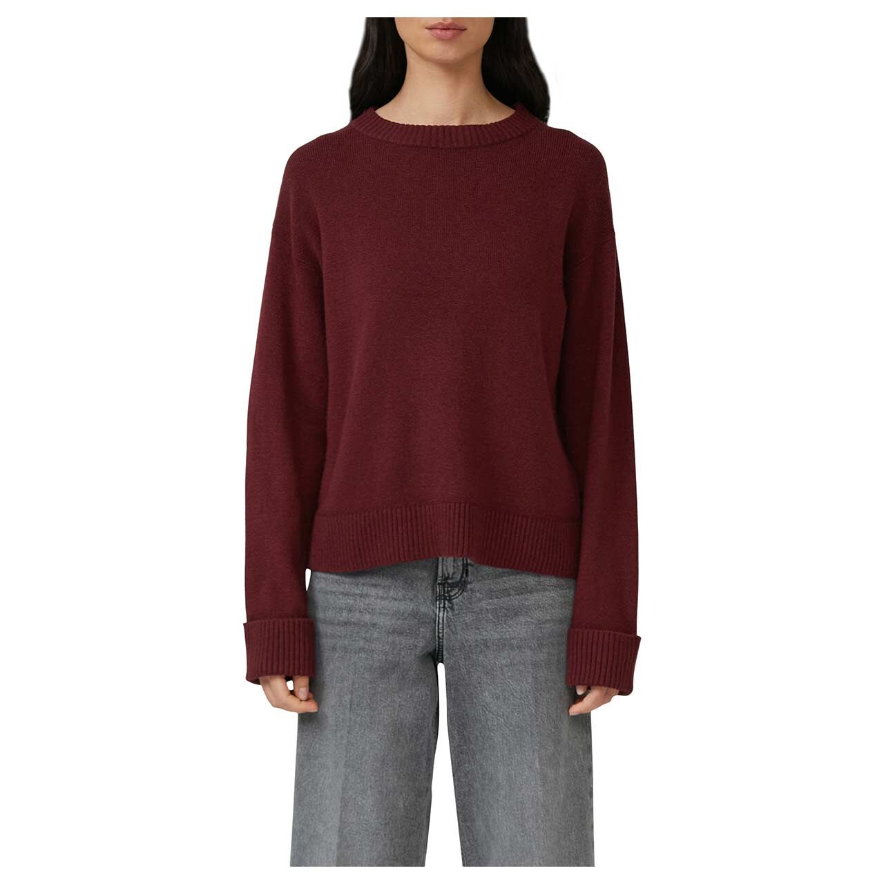 s.Oliver Damen Pullover in Burgunderrot, Vorderansicht am Model