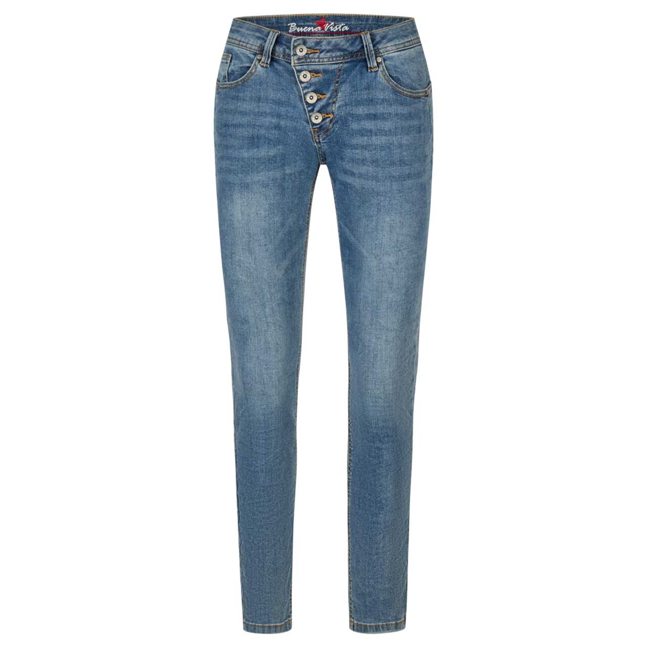 Damen Ankle Jeans Malibu Cropped Stretch Denim in Blau angewaschen, Rückansicht
