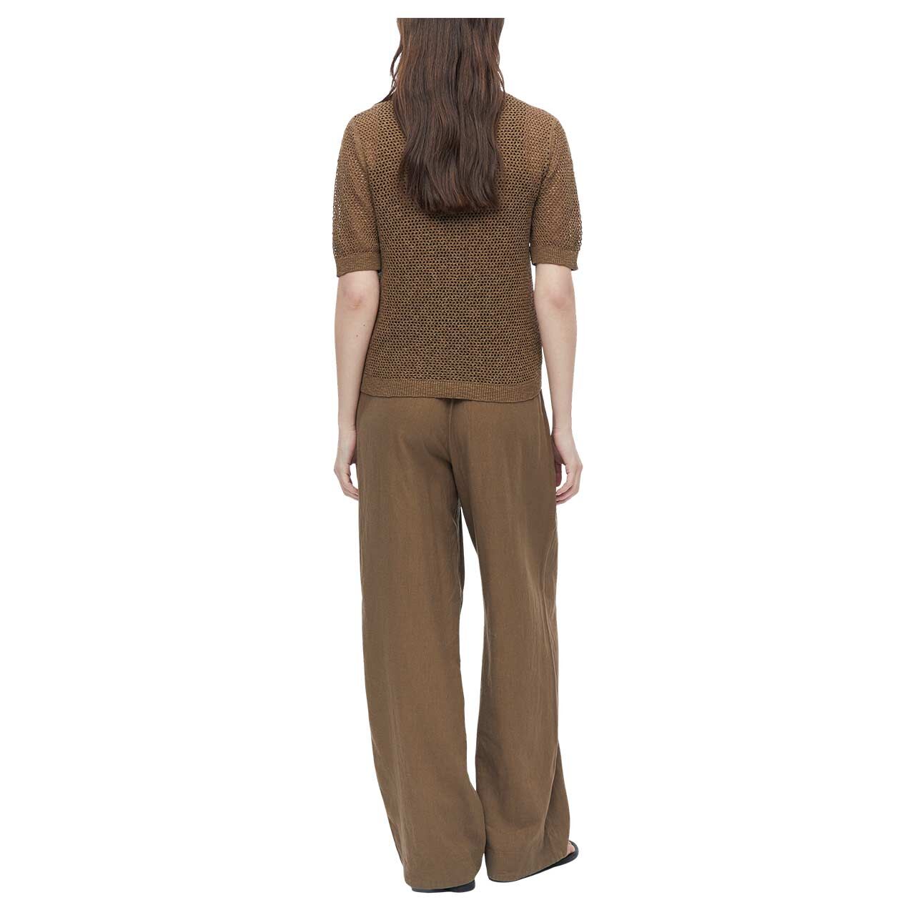Damen Kurzarm Pullover von s.Oliver in Braun, Rückansicht am Model