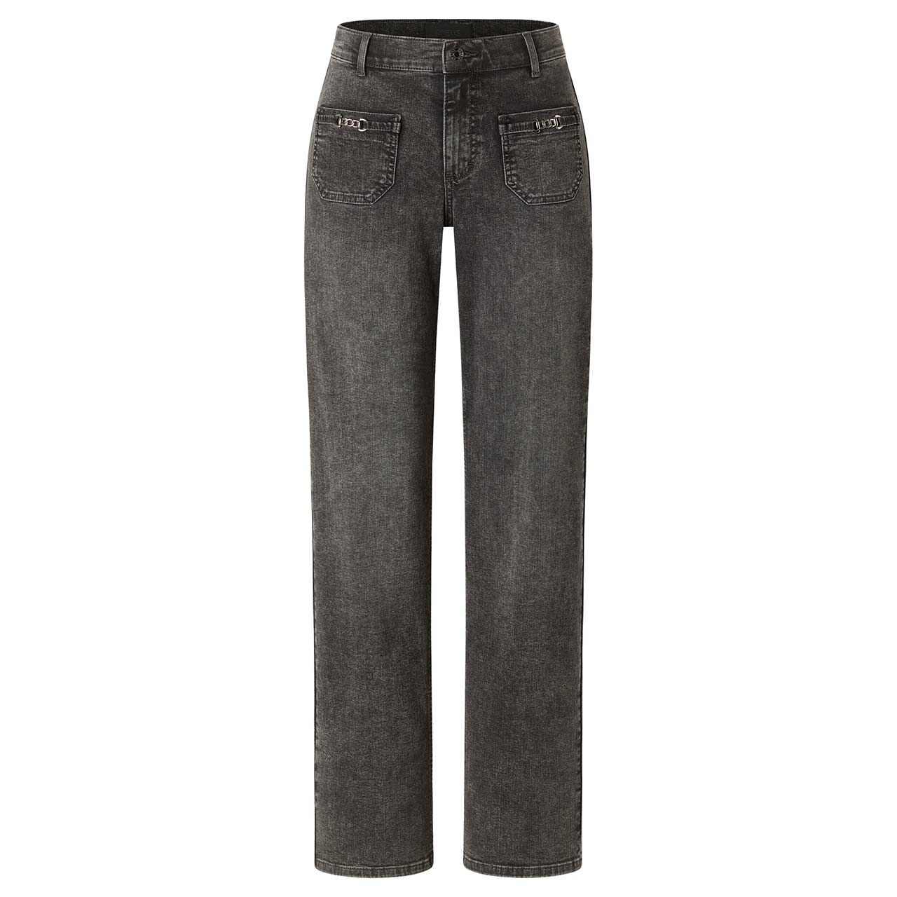 Stretch Damenjeans Liz Smart Buckle von Angels in Grau angewaschen, Vorderansicht