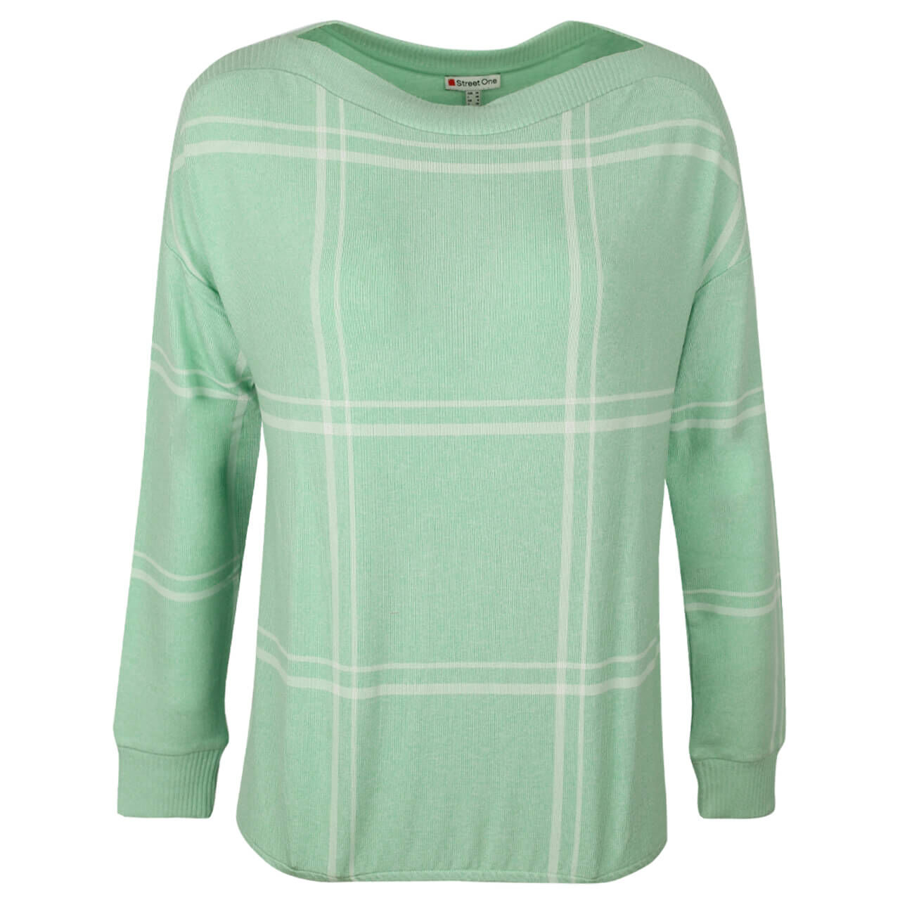Street One Printed Check U-Boat Pullover soft clary mint melange
