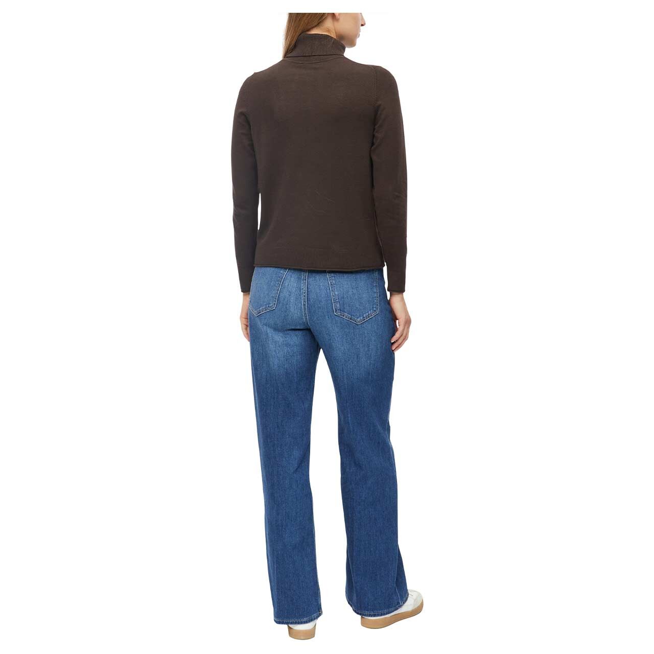 s.Oliver Damen Rollkragen Pullover in Dunkelbraun, Rückansicht am Model