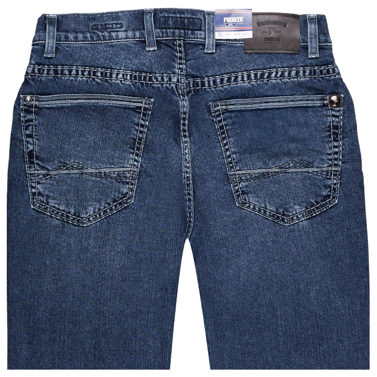 Herren Jeans Rando Megaflex von Pioneer in Dunkelblau verwaschen, detaillierte Rückansicht