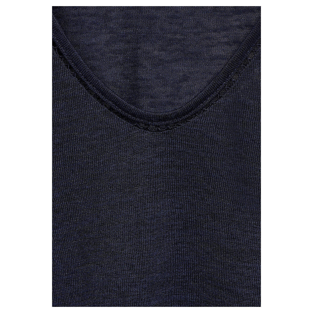 Street One Damen T-Shirt Linen Look deep blue with crochet